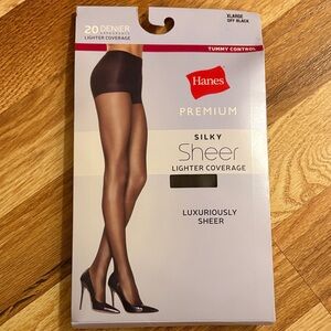 Hanes Premium Silky Sheer Tummy Control Off Black Tights